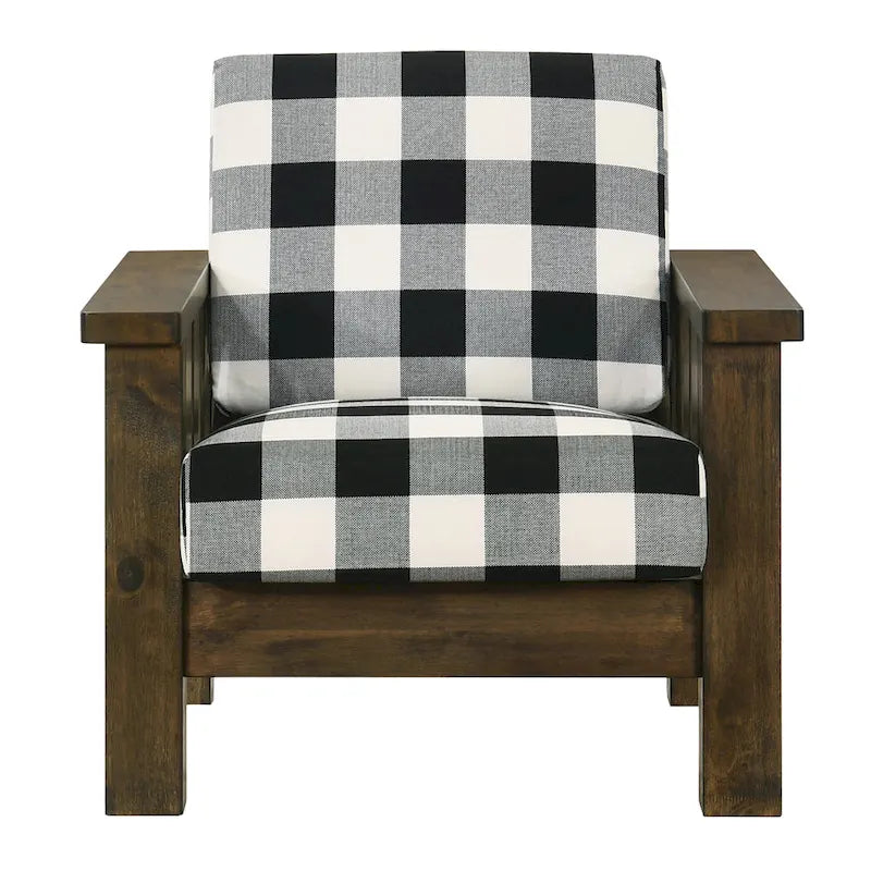 Furniture of America imzalı Jimo Rustik Meşe Keten Kumaş Döşemeli Vurgulu Koltuk