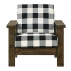 Furniture of America imzalı Jimo Rustik Meşe Keten Kumaş Döşemeli Vurgulu Koltuk