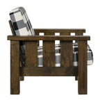 Furniture of America imzalı Jimo Rustik Meşe Keten Kumaş Döşemeli Vurgulu Koltuk