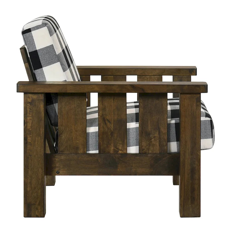 Furniture of America imzalı Jimo Rustik Meşe Keten Kumaş Döşemeli Vurgulu Koltuk