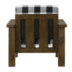 Furniture of America imzalı Jimo Rustik Meşe Keten Kumaş Döşemeli Vurgulu Koltuk