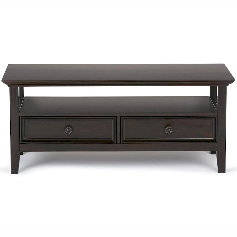 SOLID WOOD 44-Inch Wide Rectangle Transitional Coffee Table in Hickory Brown
