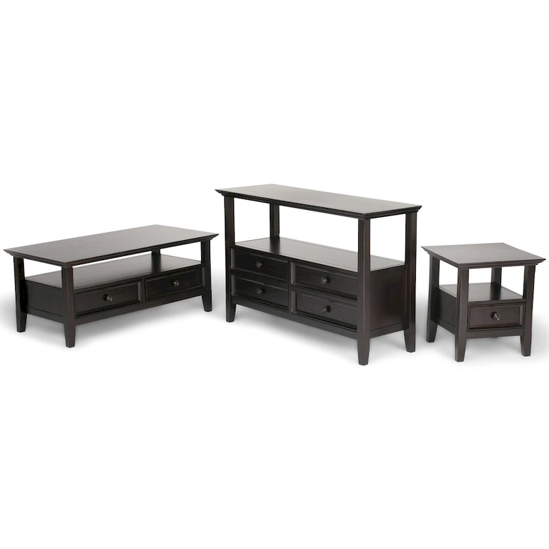 SOLID WOOD 44-Inch Wide Rectangle Transitional Coffee Table in Hickory Brown