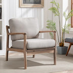 Mid Century Modern Accent Chair with Solid Wood Frame & Removable Cushions