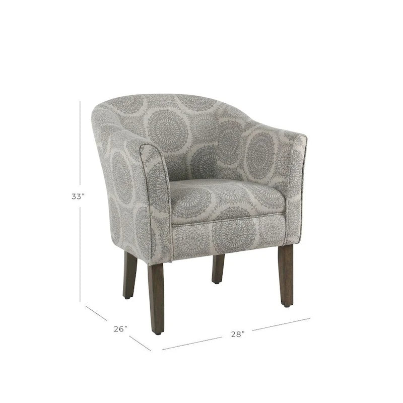 Porch & Den Blakeney Grey Medallion Tub Shaped Accent Chair