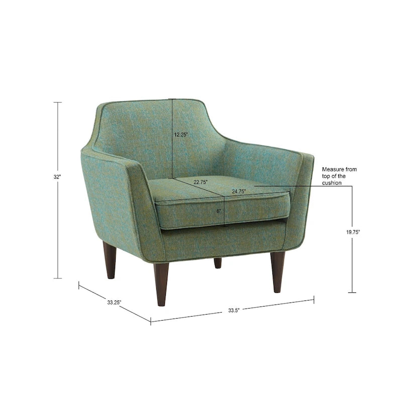 Madison Park Taye blauwe/groene fauteuil in midcenturystijl