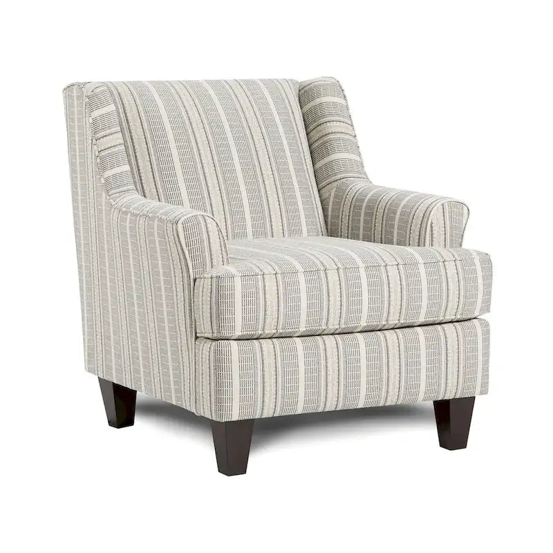 Binick átmeneti stílusú, többszínű, zseníliából készült csíkos mintájú fotel a Furniture of Americától