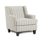 Binick átmeneti stílusú, többszínű, zseníliából készült csíkos mintájú fotel a Furniture of Americától
