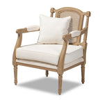 Clemence Franse provinciale fauteuil met stoffen bekleding en houten frame
