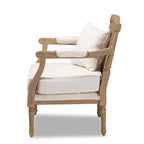 Clemence Franse provinciale fauteuil met stoffen bekleding en houten frame