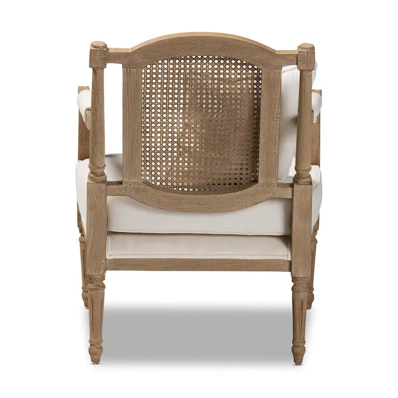 Clemence Franse provinciale fauteuil met stoffen bekleding en houten frame
