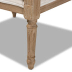Clemence Franse provinciale fauteuil met stoffen bekleding en houten frame
