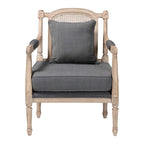 Clemence Franse provinciale fauteuil met stoffen bekleding en houten frame