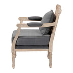 Clemence Franse provinciale fauteuil met stoffen bekleding en houten frame