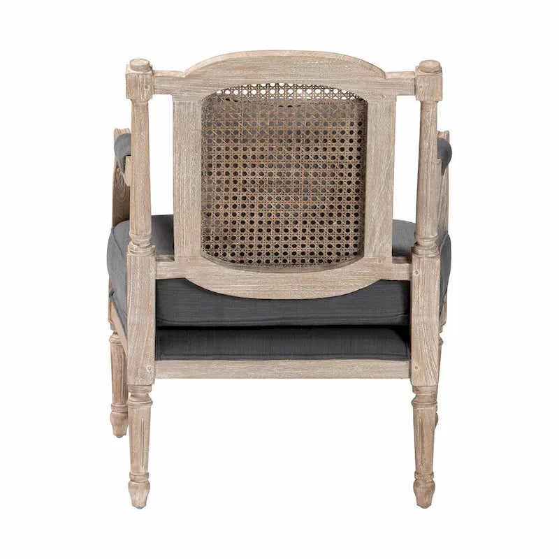 Clemence Franse provinciale fauteuil met stoffen bekleding en houten frame