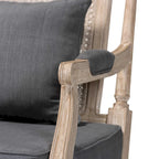 Clemence Franse provinciale fauteuil met stoffen bekleding en houten frame