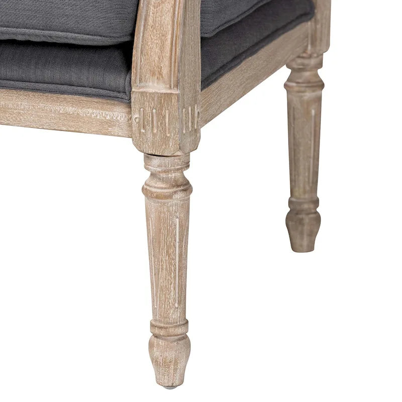 Clemence Franse provinciale fauteuil met stoffen bekleding en houten frame