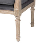 Clemence Franse provinciale fauteuil met stoffen bekleding en houten frame