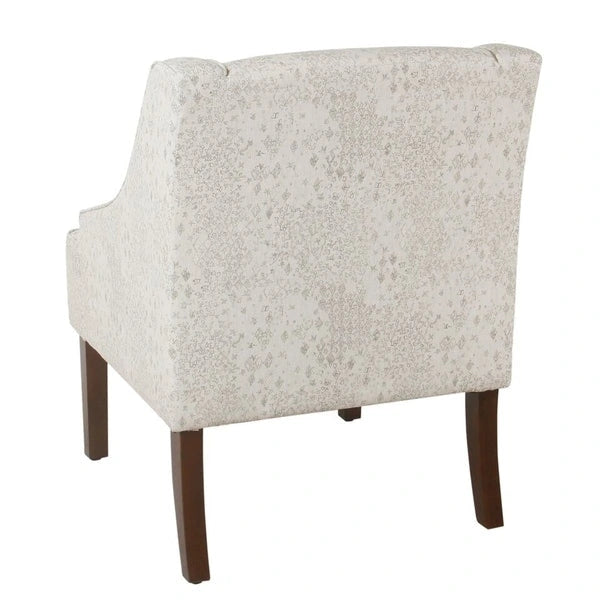 Porch & Den Lyric Swoop Arm Cream/ Gray Vintage Stencil Accent Chair