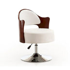 Manhattan Comfort Bopper drehbarer Akzentsessel aus weißem Kunstleder und poliertem Chrom mit verstellbarer Höhe (2er-Set)