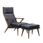 Modrest Fulton moderne zwarte loungefauteuil met voetenbank