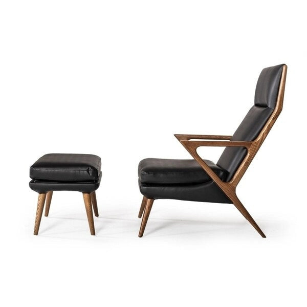 Modrest Fulton moderne zwarte loungefauteuil met voetenbank