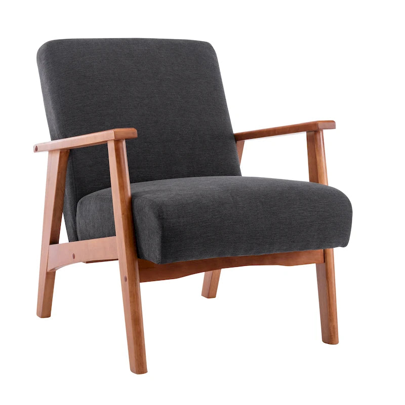 Silla decorativa Sena de Porthos Home con patas de madera y tapizado de ante