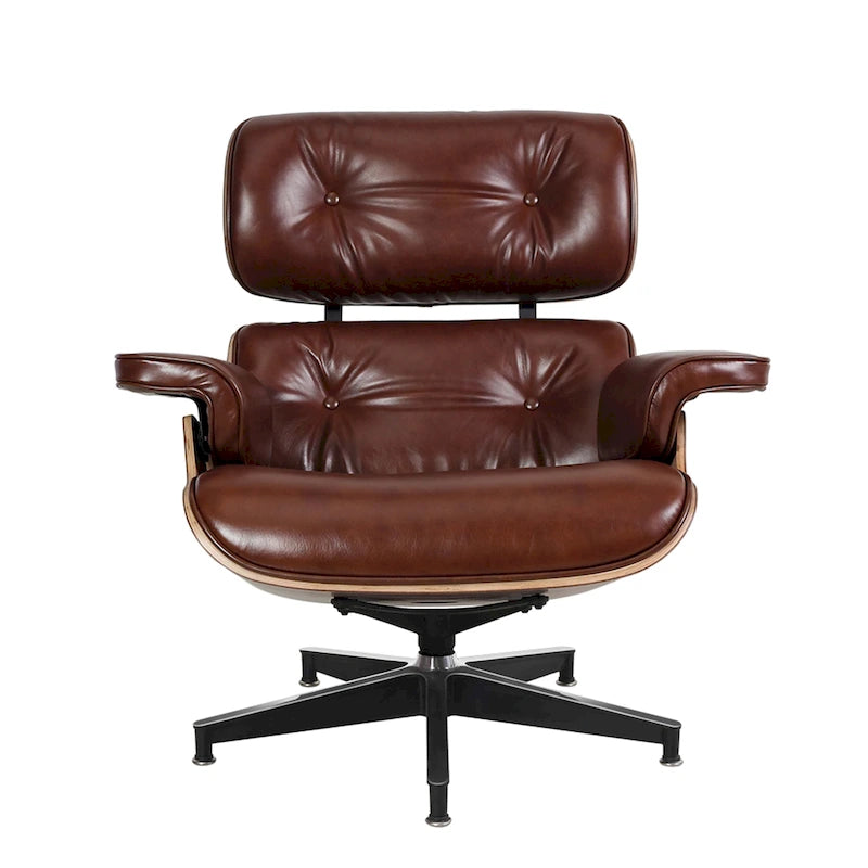Sillón reclinable de cuero de estilo moderno de mediados de siglo