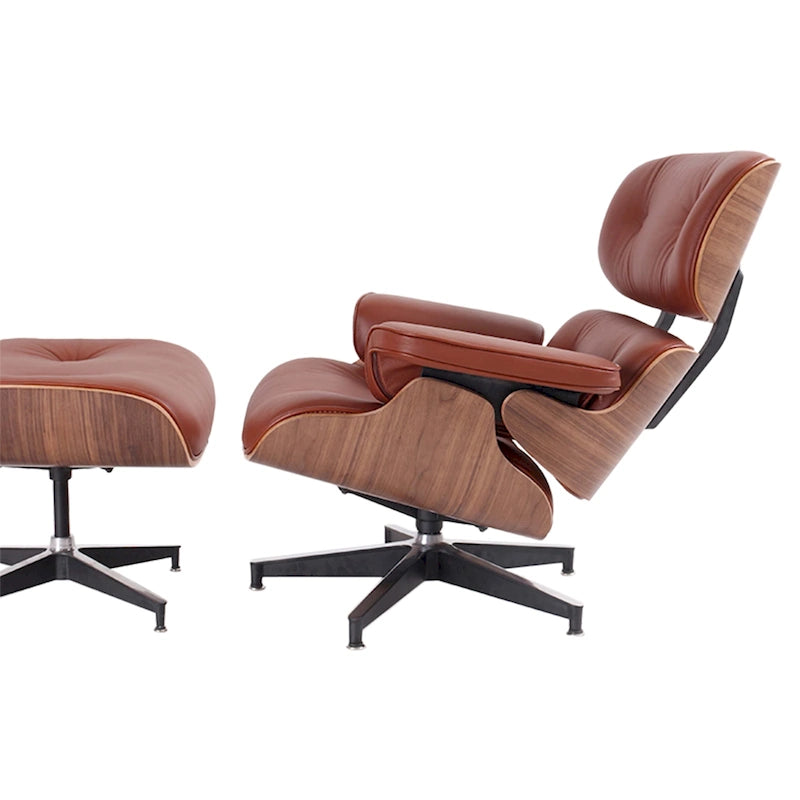 Sillón reclinable de cuero de estilo moderno de mediados de siglo