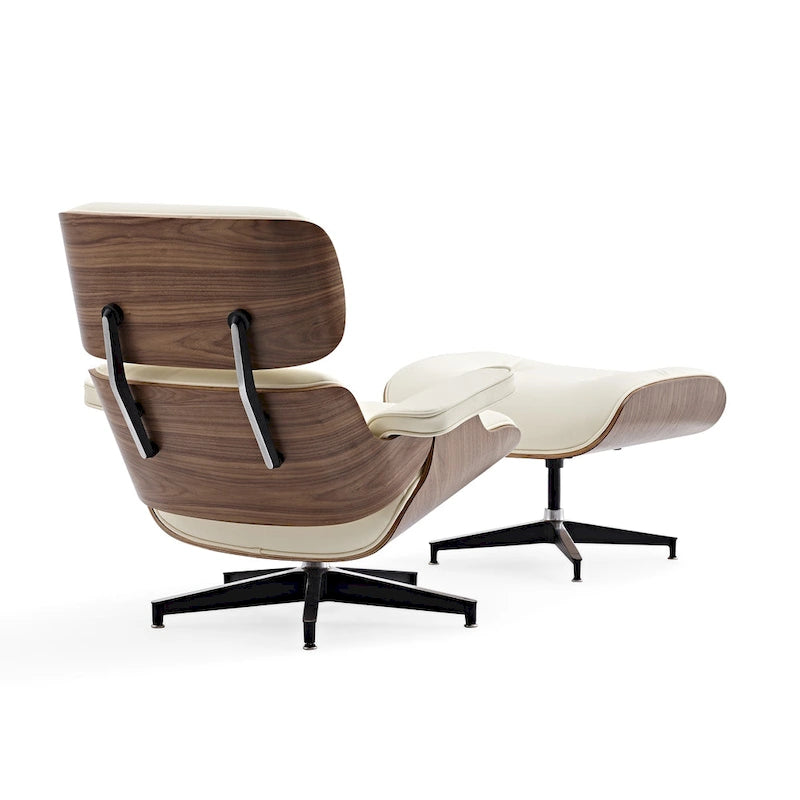 Ledersessel im modernen Mid-Century-Stil, Relaxsessel mit Liegefunktion