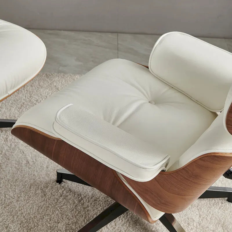 Ledersessel im modernen Mid-Century-Stil, Relaxsessel mit Liegefunktion