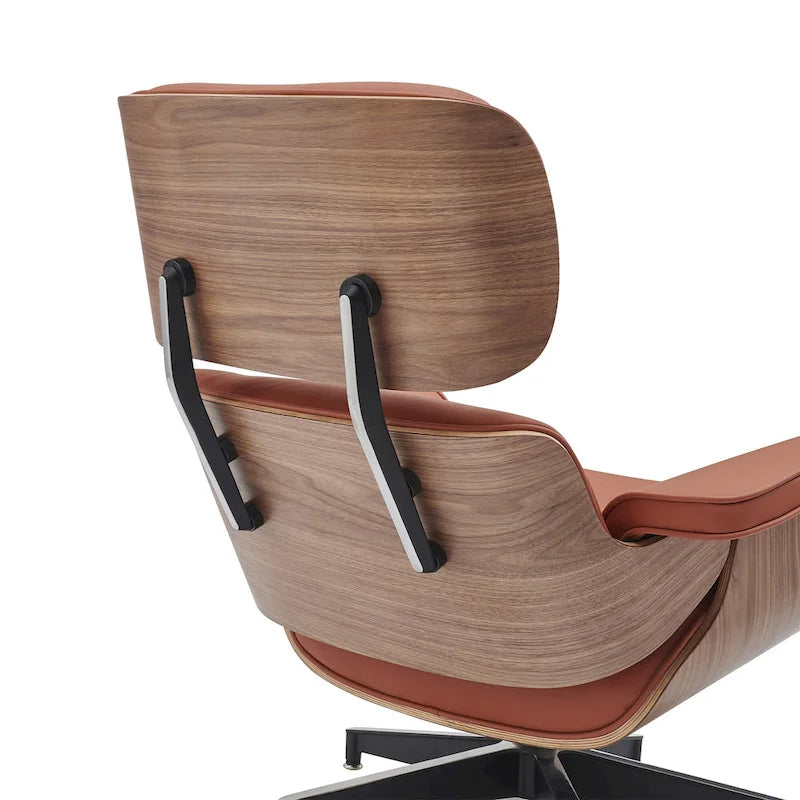 Ledersessel im modernen Mid-Century-Stil, Relaxsessel mit Liegefunktion