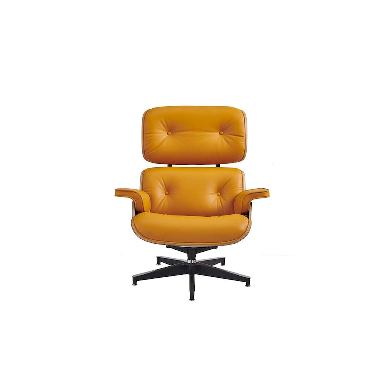 Ledersessel im modernen Mid-Century-Stil, Relaxsessel mit Liegefunktion