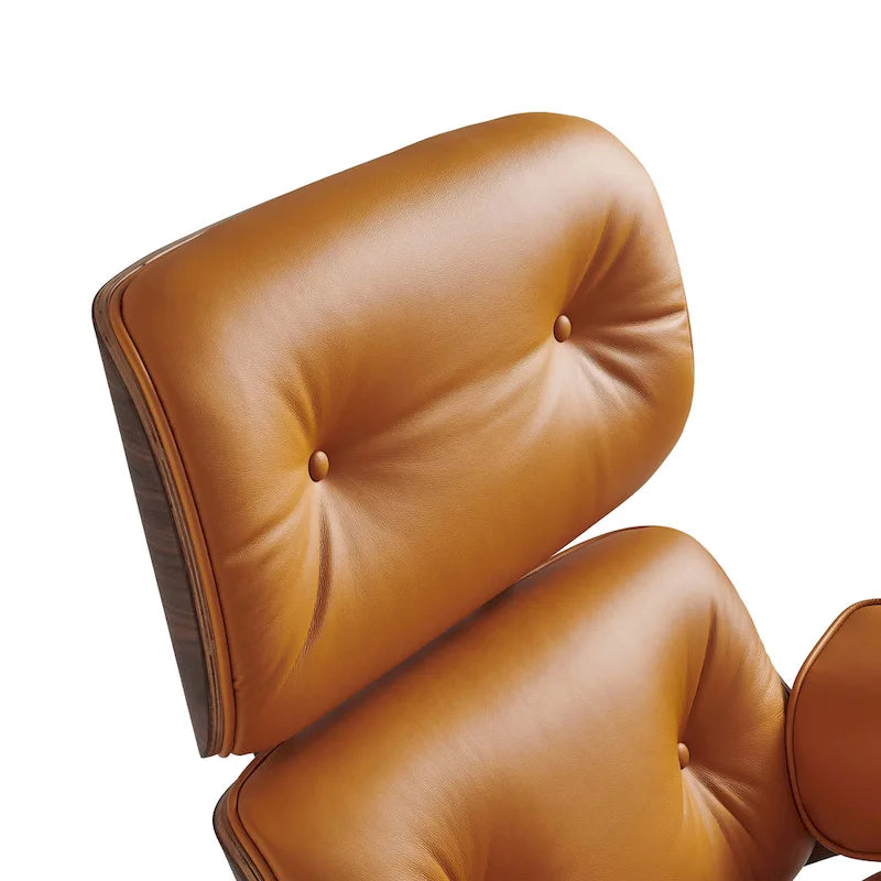 Ledersessel im modernen Mid-Century-Stil, Relaxsessel mit Liegefunktion