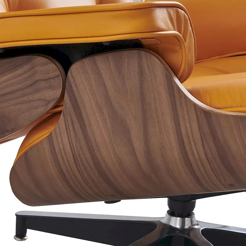 Ledersessel im modernen Mid-Century-Stil, Relaxsessel mit Liegefunktion