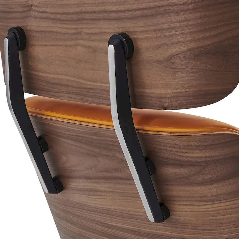 Ledersessel im modernen Mid-Century-Stil, Relaxsessel mit Liegefunktion