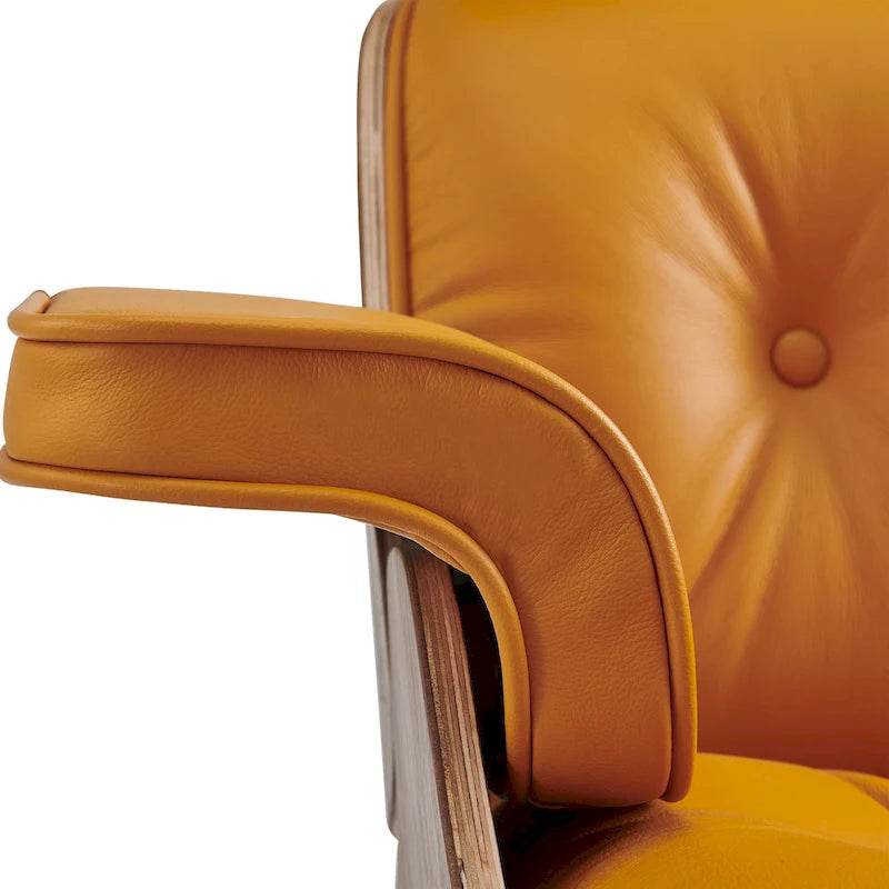 Ledersessel im modernen Mid-Century-Stil, Relaxsessel mit Liegefunktion