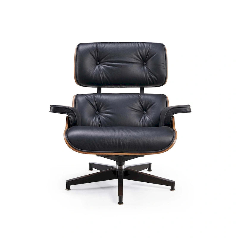 Ledersessel im modernen Mid-Century-Stil, Relaxsessel mit Liegefunktion