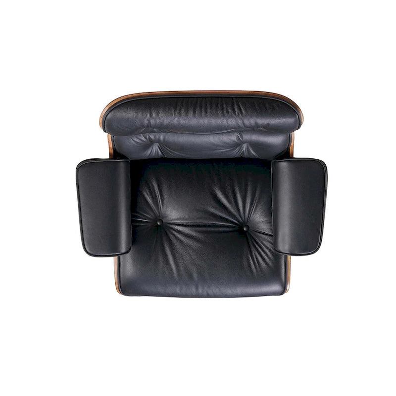 Ledersessel im modernen Mid-Century-Stil, Relaxsessel mit Liegefunktion