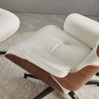 Ledersessel im modernen Mid-Century-Stil, Relaxsessel mit Liegefunktion