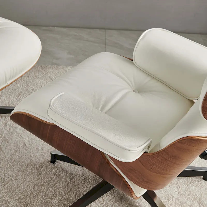 Ledersessel im modernen Mid-Century-Stil, Relaxsessel mit Liegefunktion