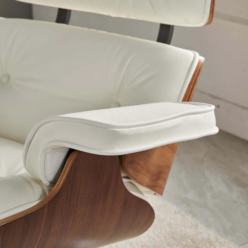 Ledersessel im modernen Mid-Century-Stil, Relaxsessel mit Liegefunktion