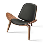 Mid-Century Style Shell Chair Upholstered Leather Lounge Chair