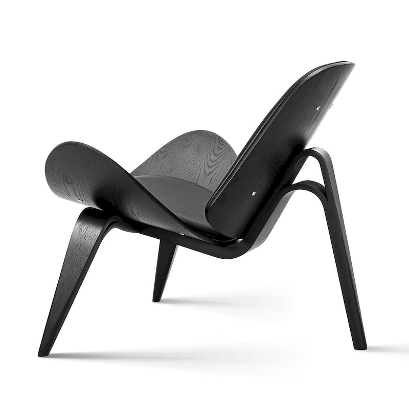 Mid-Century Style Shell Chair Upholstered Leather Lounge Chair
