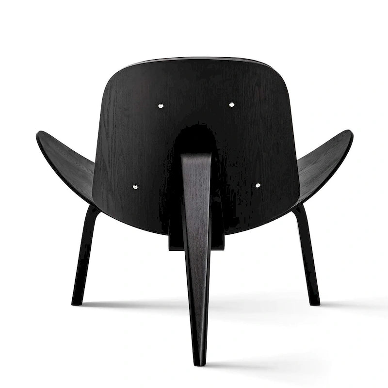 Mid-Century Style Shell Chair Upholstered Leather Lounge Chair
