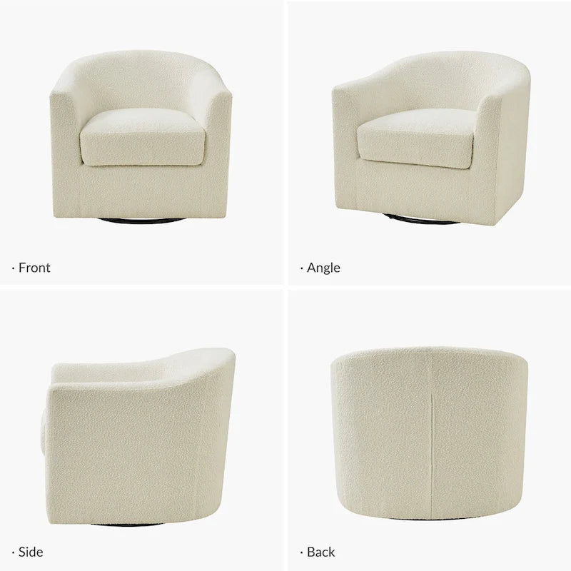 Rita moderne ergonomische draaibare kuipstoel met bouclébekleding van HULALA HOME