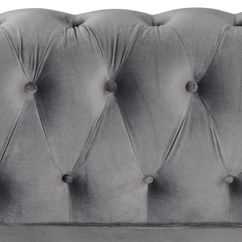 Morden Fort Velvet Chesterfield Club Chair,Button Tufted Upholstered Armchair with Nailhead and Solid Wood Legs for Living Room
