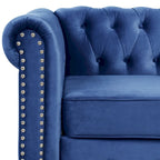 Morden Fort Velvet Chesterfield Club Chair,Button Tufted Upholstered Armchair with Nailhead and Solid Wood Legs for Living Room