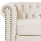 Morden Fort Velvet Chesterfield Club Chair,Button Tufted Upholstered Armchair with Nailhead and Solid Wood Legs for Living Room