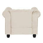 Morden Fort Velvet Chesterfield Club Chair,Button Tufted Upholstered Armchair with Nailhead and Solid Wood Legs for Living Room